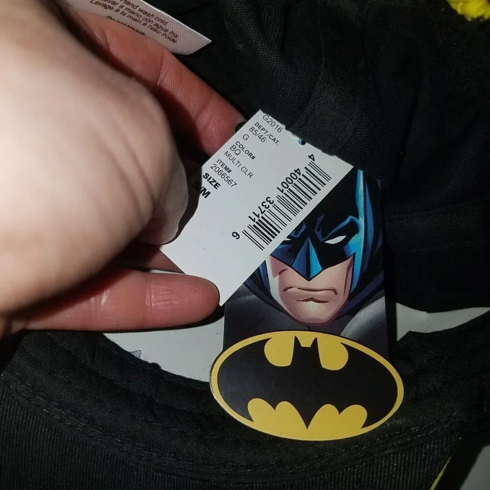 NEW DC Batman Hat Baseball Cap Black Yellow Baby Toddler 24 Months - 3T